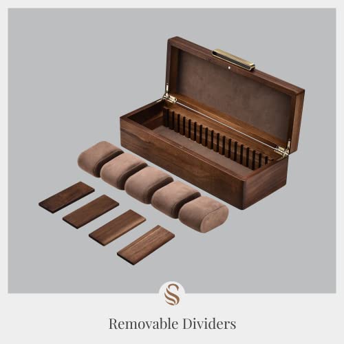 Shanik Wooden Watch Box For Men - Personalized Storage Box With 5 Slots For Watches, Soft Velvet Pillows, Natural Acacia Wood (Wooden Watch Box/Without Engraving) #TOP4