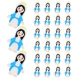 JECOMPRIS 30 Figuras Mini Virgen María en Estilo Dibujos Animados, Adornos Religiosos para Decoración de Pascua y Regalos de Bautizo, Miniaturas Resistentes y Coloridas para Decoración