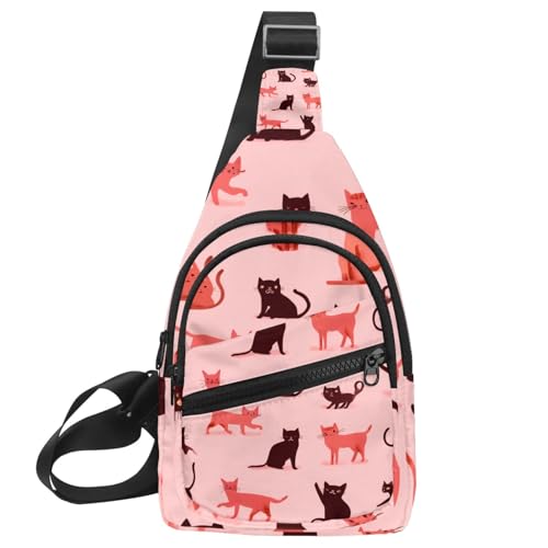 Sac à dos à bandoulière chats noirs réglable contre encombrement