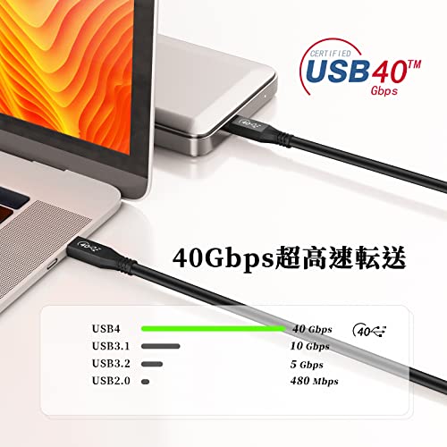 USB- C & USB -C ケーブル 0.5m LpoieJun【USB-IF認証/40Gbps高速転送/ 100W急速充電/8K@60Hz 映像出力/PD 対応】 Thunderbolt 4 対応 Thunderbolt 3 とUS B - Cと下位互換 スマートフォン/タブレット/ゲーム機/ノートパソコンのタイプｃ機種に対 応
