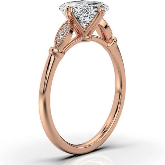 1ct-5ct Asscher Moissanite Engagement Ring For Women Moissanite Engagement Ring in 10K/14K/18K White gold And 925 Sterling Silver Wedding & Proposal Jewelry