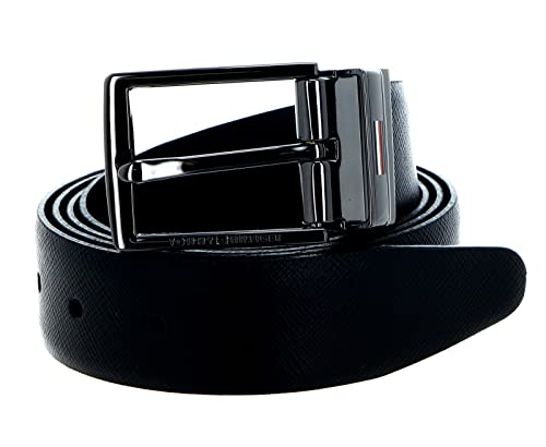 Tommy Hilfiger Herren Gürtel Business 3.5 Rev Ledergürtel, Schwarz (Black/Black), 110