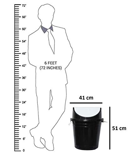 Image of Kuber Industries Plastic Swing Lid Garbage Waste Dustbin for Home, Office, Factory, 30 Litres, Large Size (Black) -CTKTC043178