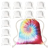 UNBOXING MOMENTS Drawstring Backpack Sublimation Blanks, Thickened Fabric White Cotton Canvas DIY for Tie Dye Bulk 12PCS
