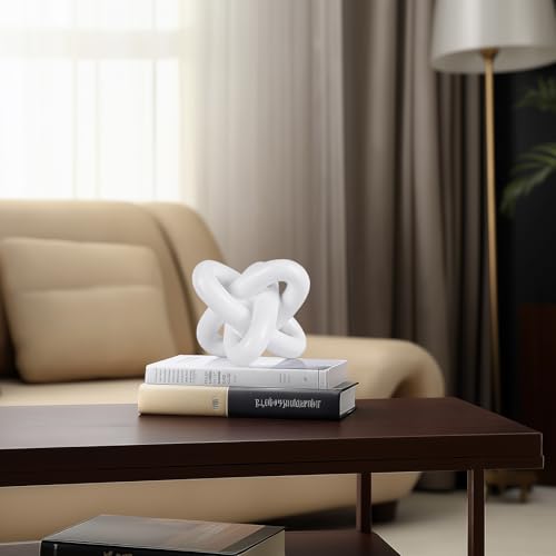 Sculpture de nœud blanc pour table basse rustique et meuble TV