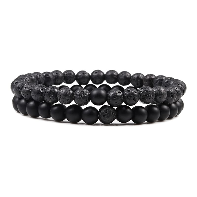 Bracelet de distance couple en oeil de tigre naturel x2