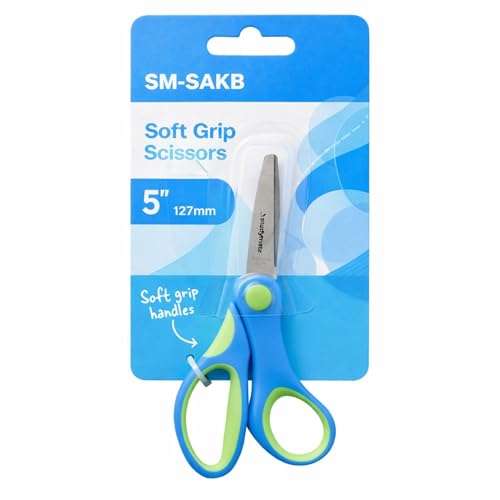Soft Grip Scissors Stainless Steel – 127mm, 135mm, 152mm, 165mm & 177mm | Right Handed Craft, Office & School Scissors | Comfortable Non-Slip Handle | (5"/127mm)