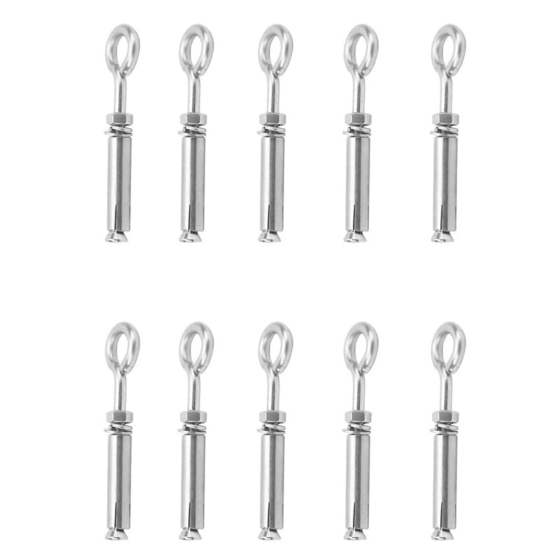 Pernos de ojo 10 piezas M6x40mm Perno de expansión Perno de anclaje Anillo de acero inoxidable 304 Perno de ojo de anclaje de elevación Perno de ojo de expansión Perno de ojo