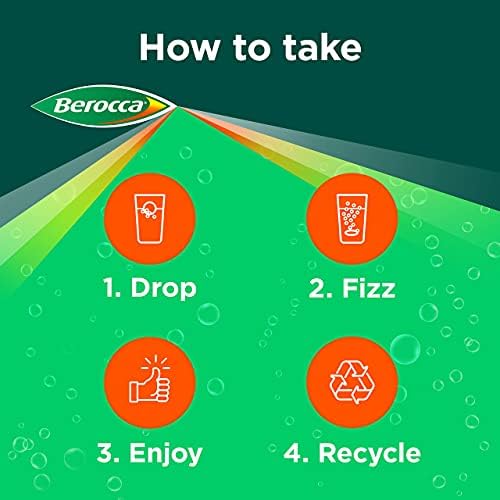 Berocca Vitamin C Effervescent Tablets, with Magnesium, Vitamin B12 & Vitamin B Complex, Orange Flavour, 1 Pack of 45 Tablets - 6 Weeks Supply