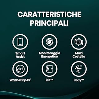 Hisense WD5I8043BWF Lavasciuga Slim a Carica Frontale 8 kg, Slim, Classe A, 1400 rpm, 15 Programmi, Connectivity, Vapore, Refresh, Display Touch, Maxi cestello, Programma Rapido