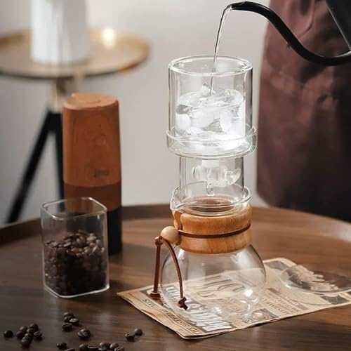 Cold Brew Drip Tower, Adjustable Slow Drip Coffee Maker, Portable Ice Drip Machine for Smooth, Rich Cold Brew Coffee