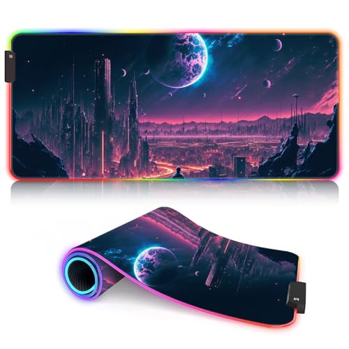 Tapis de souris de jeu XXL optimisé pour capteurs de jeu avec éclairage RGB