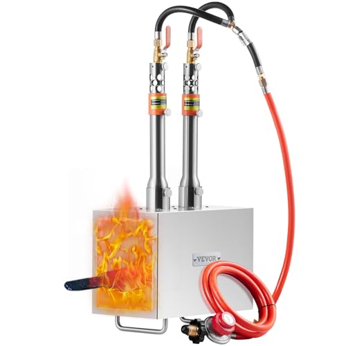 VEVOR Portable Propane Forge, 2 Burner Farrier Forge, 2600℉ Tool and Knife Making Blacksmithing Gas Forge, Large Capacity Square Stainless Steel Gas Forging Tools and Equipment for Metal Forging