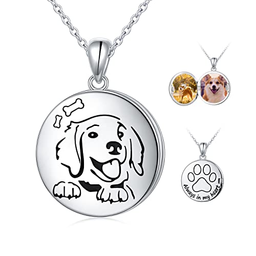 Hoohwe Dog Locket Necklace Sterling Silver Puppy Dog Pendant Locket Necklace That Holds Pictures Keepsake Love Heart Jewelry Memorial Gifts For Women Teens Daughter #TOP27
