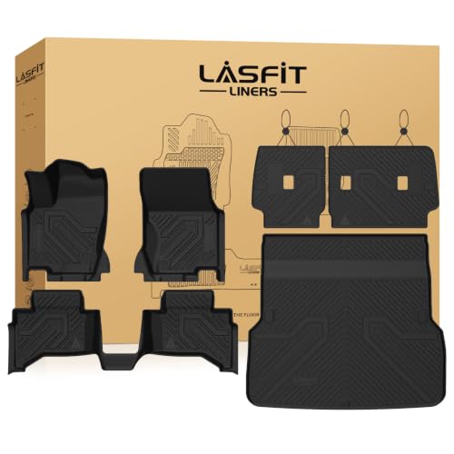 Image of LASFIT Floor Mats for Lexus GX550 2024-2026, 5-Seat with Cool Box | Full Set with Cargo&Backrest Mats, 3D Custom Fit TPE All Weather Car Mats, Full Coverage Secure-Fit Floor Liners, Easy Clean
