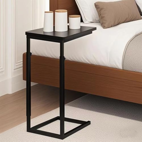 Table d'appoint en forme de C cadre métal noir réglable hauteur - 8