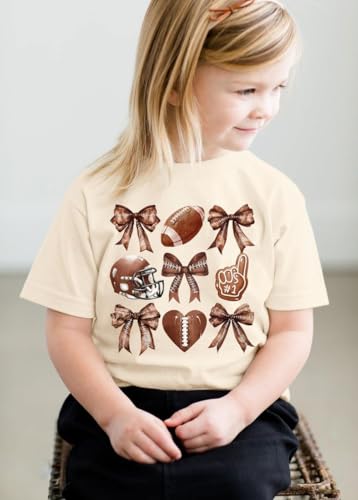 Image of JINTING Football Shirts for Boys Girls Game Day Tshirt Toddler Football Season Tee Kids Bow Coquette Tops