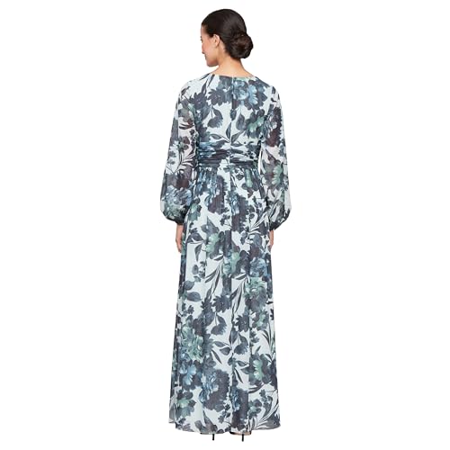 Image of S.L. Fashions Women's Long A-line Mother of The Bride Dress with Ruched Waist (Petite and Regular Sizes)