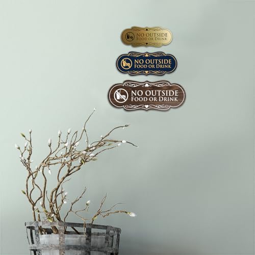 Signs Bylita DSGNOFOD-BLKGL Designer No Outside Food Or Drink Sign thumb #3