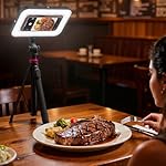 Tripod for iPhone with Light, Portable 15W Ring Light with Stand and Phone Holder for Video Recording, 6000mAh Magnetic Phone Tripod with Light 2500K-9000K for Food Hunt,Mukbang Video,Vlogging,CRI＞95 - Image 2