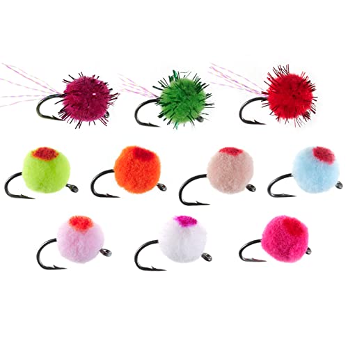BASSDASH Fly Fishing Wet Flies Streamers Nuke Eggs for Trout Steelhead Salmon Fishing, Fly Lure Kit with Box