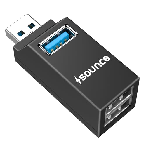 Image of Sounce 180 HB USB Hub 3-Port USB 3.0 High-Speed Hub Ultra-Fast 5Gbps Data Transfer Lightweight, Compact, Multi-OS Compatible Plug & Play for Laptops, PCs, Mac, and More - (Black)