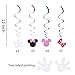 Kristin Paradise 30Ct Minnie Hanging Swirl Decorations - Ceiling Streamers for Mouse Birthday Party – Mini Mouse Theme Party Supplies – Party Favors for Kids - Glitter Pink, Black Decor