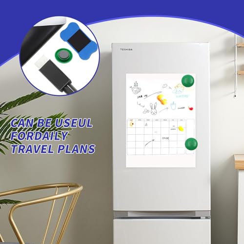 A5 Magnettafel Kühlschrank, mit 4 Magnet 2 Marker 1 Radiergummi Memoboard Magnet Terminplaner Wiederverwendbar Magnetisch Familienplaner Whiteboard Kalender für Heimbüro Besprechungsplantafel (8)