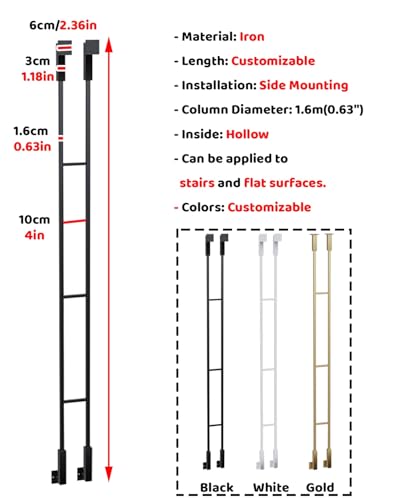 Support de rampe d'escalier réglable en fer forgé noir de 90 cm - 6