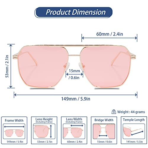 Xpectrum Retro Oversized Aviator Trendy Sunglasses Mens Womens Square Metal Gold Sun Glasses Polarized Lens4