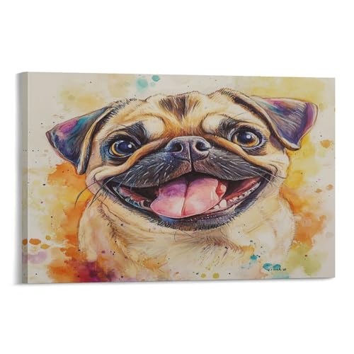 Tableau murale carlin cadeau idéal amateurs d'animaux toile imperméable 30x45