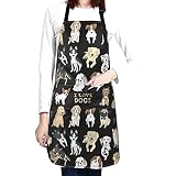 Cute Dog Grooming Apron,Funny Pet Grooming Waterproof Aprons for Women With 2 Pockets & Adjustable N