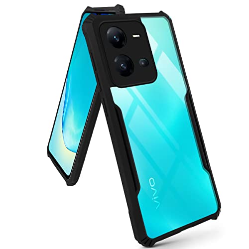 Image of Jkobi Back Cover Case for Vivo V25 5G (Crystal Glass Back | Camera Protection | Shockproof Bumpers | Professional Black)