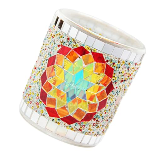 TOPPERFUN 1pezzi Portacandela Bicchiere Vuoto Porta Candele Bicchiere Per Aromaterapia Portacandele Tealight Motivi Floreali Colorati