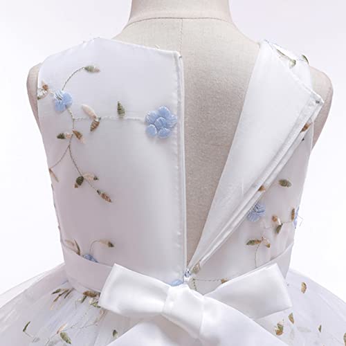 hahuha Vestido de baile infantil sem mangas floral bordado tule princesa vestido de formatura roupas