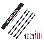 Tent Poles Camping Poles for Tarp Awning Canopy Porch Sun Sails Tarpaulin Headroom Aluminium Adjustable Telescoping 90-230cm ((4PCS) Black)