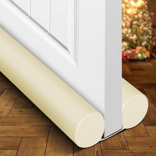 Image of Holikme Two-Sided Door Draft Stopper Weather Stripping Window Breeze Blocker Adjustable Door Sweeps, Beige