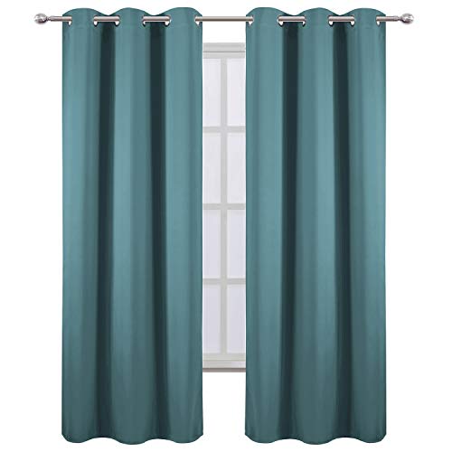 Image of LEMOMO Sea Teal Thermal Blackout Curtains /42 x 84 Inch /Set of 2 Panels Room Darkening Curtains for Bedroom