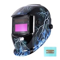 Schweißhelm Automatik, Solarbetriebene Schweißhelm mit Automatischer Verdunkelung,Verstellbarer und Bequemer Schweißmaske Schattierungsbereich 9–13,Geeignet für Wig,MIG,ARC,Schweißen(Blauer Blitz)