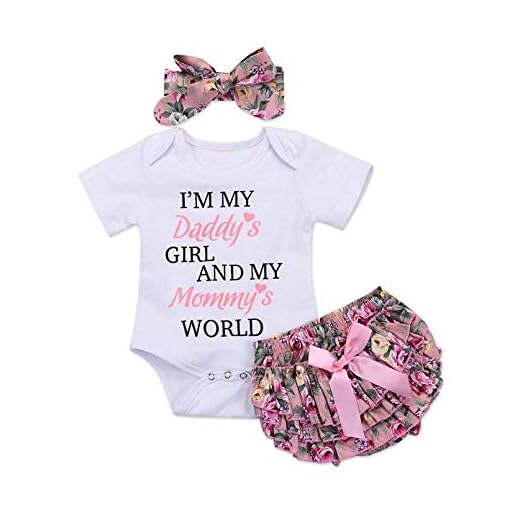 TMEOG Nyfödd baby flicka kläder kortärmad bokstavstryck sparkbyxor + pannband vackert mode vardaglig sommar babykläder set
