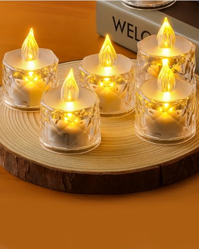 Image of Homesake Crystal Tealight Candle Diya, Candle Lights (1.5 inch 3.1 inch) for Decor, Flickering Flameless Pooja, Home Decor Festive Decor, Table, Gifts, Decorations for Home Set of 4