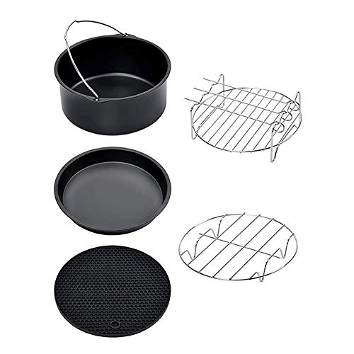 NEYOANN Accesorios para freidora de aire de 6 pulgadas, bandeja para hornear pasteles, bandeja para pizza, parrilla para todos los airfryer, juego de 5 unidades Cover