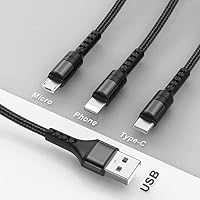 RAVIAD Multi USB Kabel 1.26M Multi Ladekabel 3 in 1 Schnellladekabel Nylon – Ansicht 2