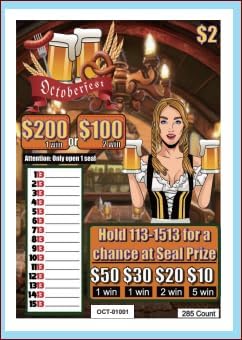 $2 Pull Tabs – Oktober Fest Theme Seal Card Game – 285 Count – Fundraising Raffle Tickets with Seal Holders for Bars, Clubs, Schools & Nonprofits