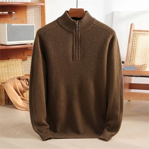 Men’S Solid Wool Thick Half-Zip Turtleneck Pullover Sweater Casual Long Sleeve Warm Knit Jumper Tops3