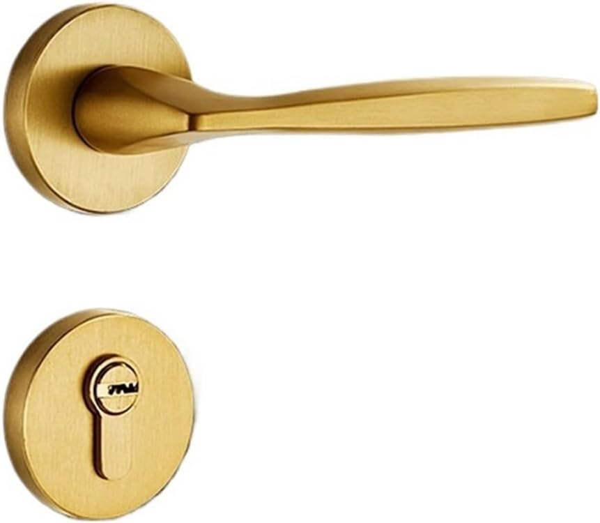 All Copper Indoor Bedroom Door Lock Black Pure Copper Split Lock Villa Home Magnetic Handle Lock Silent Wooden Door Lock(A Copper Color Pure Copper Split)