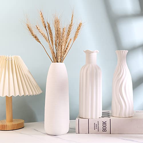 White Ceramic Vase For Pampas Grass,9 Inch Modern Boho Vase For Home Decor,Decorative Vase Suit Shelf Living Room Office #TOP5
