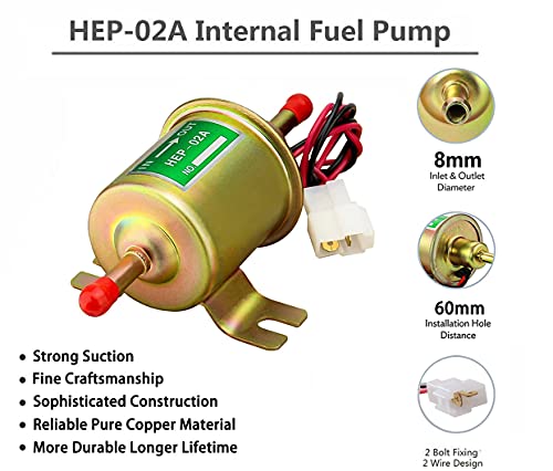 Leadrise 12V Electric Universal Inline Universal Low Pressure Gas Diesel fuel pump 2.5-4psi HEP-02A - Thumbnail 2