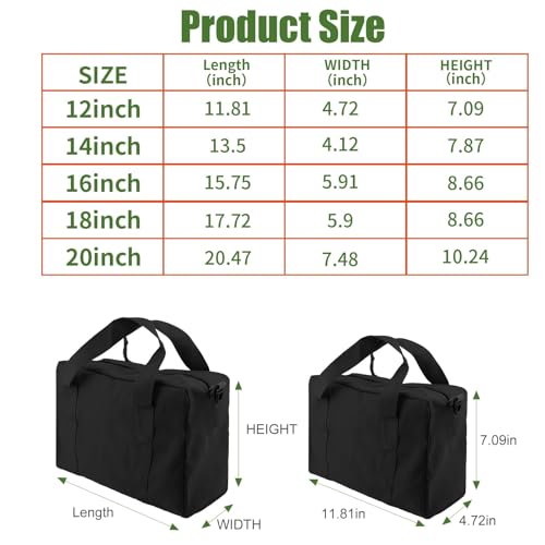 Werkzeugtasche XXL 46cm (18 Zoll), Extra Große Werkzeugtasche Leer, Robuster Canvas Werkzeug Organizer für Bau & Handwerk, Weitöffnungstasche für Maschinen & Akkus .Schwarz