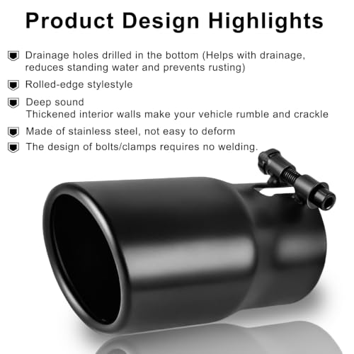 Image of Exhaust Tip, 2.5 inchInlet 3 inch Outlet 6 inch Length Powder Coated Stainless